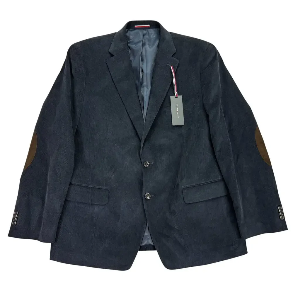 Tommy Hilfiger Mens Daltry Modern Fit Corduroy Sport Coat Navy Blue 46R